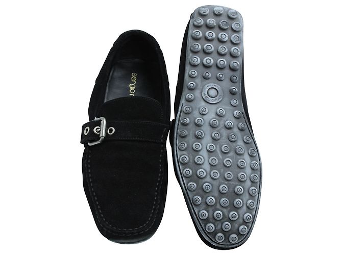 Mocassini Sergio Rossi in camoscio nero - vista 5