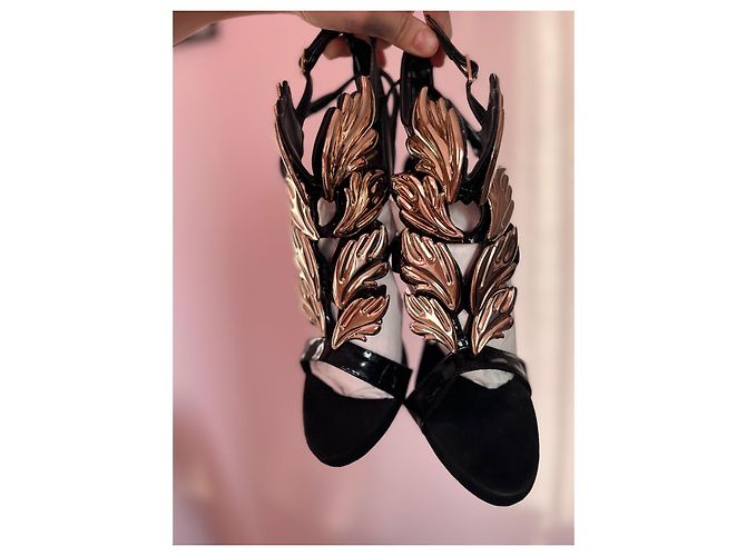 Sandali Giuseppe Zanotti in scamosciato nero - vista 4