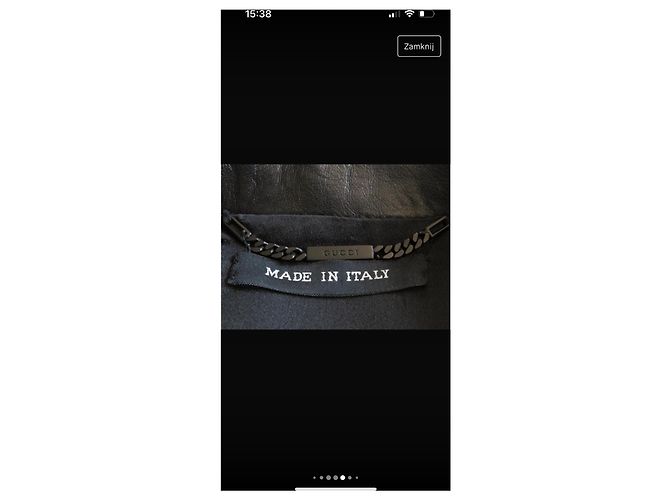 Abrigo largo de cuero negro Gucci - vista 6