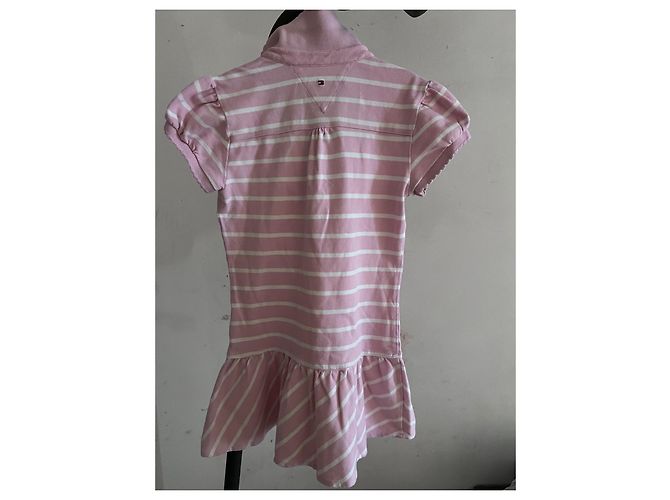 Tommy Hilfiger Rugby gestreiftes Baumwollkleid Rosa Pink - Ansicht 4