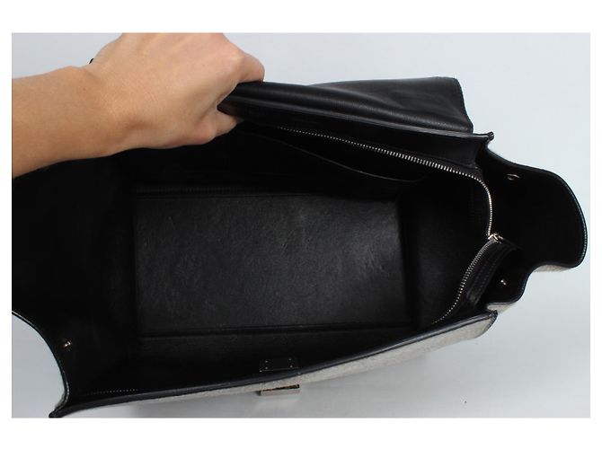 Céline Celine Trapèze Handtasche. Schwarz Grau - Ansicht 12