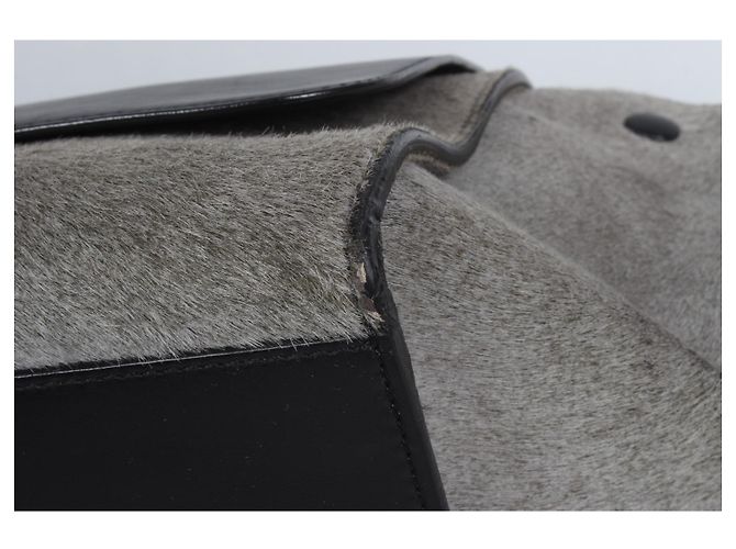 Céline Celine Trapèze Handtasche. Schwarz Grau - Ansicht 16