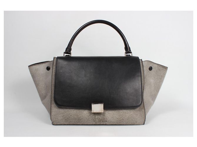 Céline Celine Trapèze Handtasche. Schwarz Grau - Ansicht 2