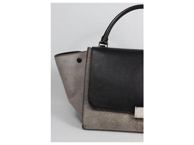 Céline Celine Trapèze Handtasche. Schwarz Grau - Ansicht 3