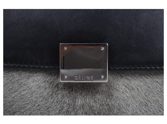 Céline Celine Trapèze Handtasche. Schwarz Grau - Ansicht 4