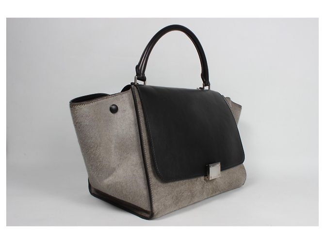 Céline Celine Trapèze Handtasche. Schwarz Grau - Ansicht 6