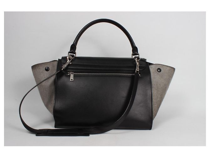 Céline Celine Trapèze Handtasche. Schwarz Grau - Ansicht 7