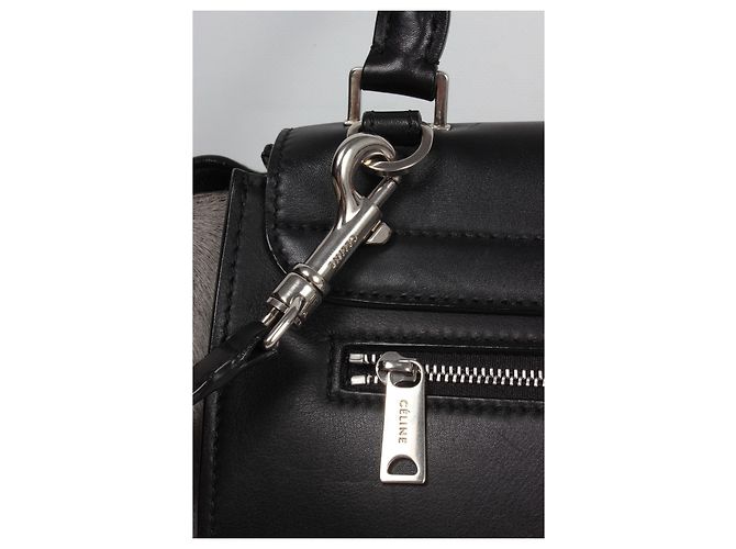 Céline Celine Trapèze Handtasche. Schwarz Grau - Ansicht 8