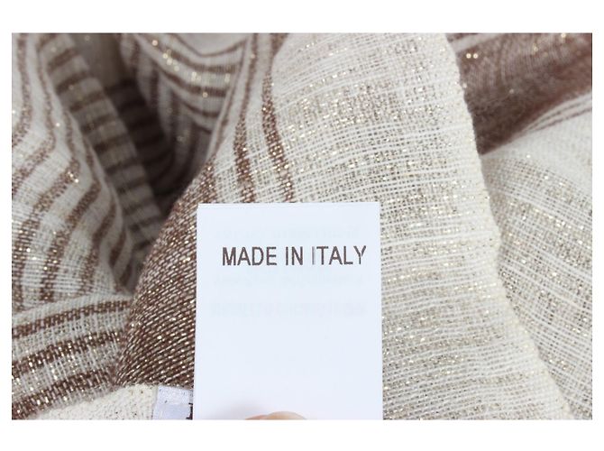 Brunello Cucinelli Sciarpa In Misto Lino A Righe In Beige. - vista 11