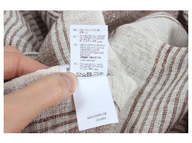 Brunello Cucinelli Sciarpa In Misto Lino A Righe In Beige. - vista 9