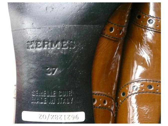 Hermès HERMES Derby in vernice caramello T37 IT - vista 7