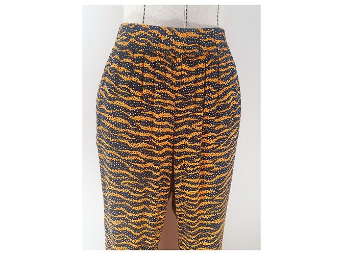 Pantalones Bimba & Lola de viscosa Amarillo Negro Multicolor - vista 2