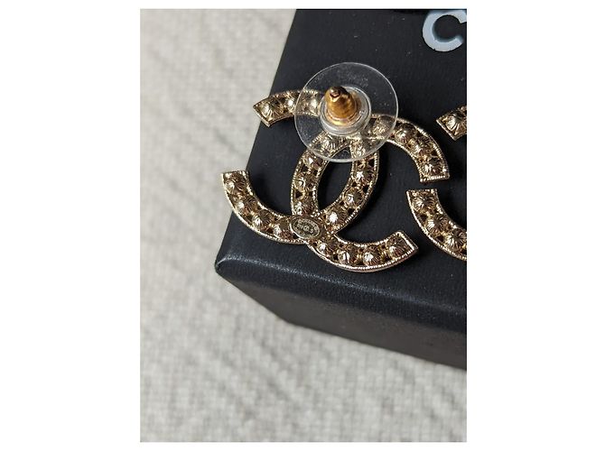 Chanel CC B19S Logo Crystal GHW Coco Mark Scatola Orecchini Ricevuta D'oro - vista 10