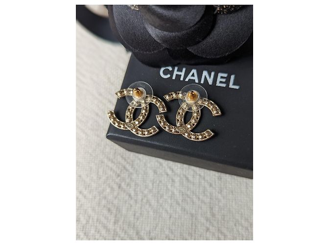 Chanel CC B19S Logo Crystal GHW Coco Mark Scatola Orecchini Ricevuta D'oro - vista 11