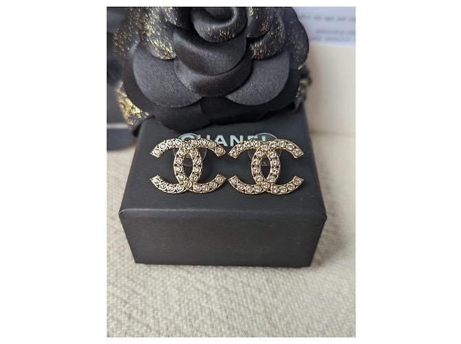 Chanel CC B19S Logo Crystal GHW Coco Mark Scatola Orecchini Ricevuta D'oro - vista 5