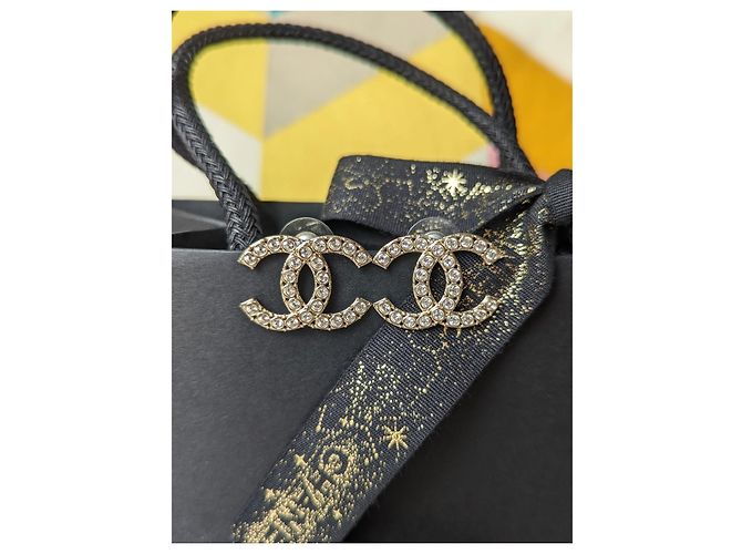 Chanel CC B19S Logo Crystal GHW Coco Mark Scatola Orecchini Ricevuta D'oro - vista 6