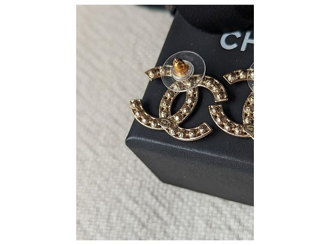 Chanel CC B19S Logo Crystal GHW Coco Mark Scatola Orecchini Ricevuta D'oro - vista 9