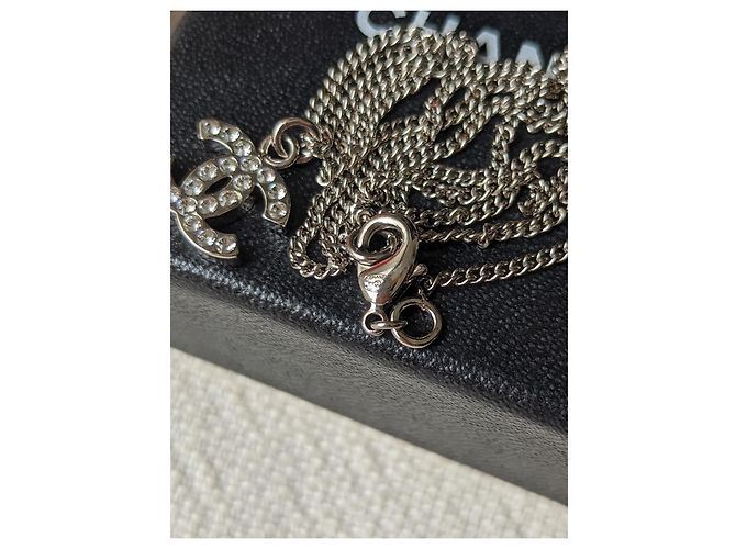 Chanel CC B12V logo classico intramontabile cofanetto per collana in cristallo docs Argento - vista 8