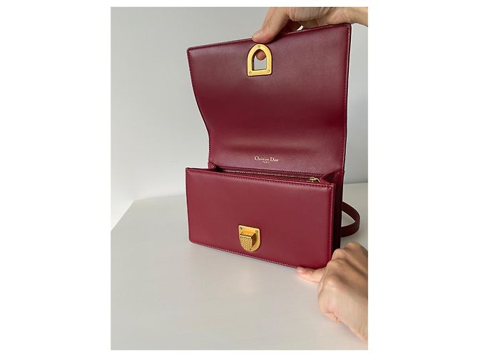 Borsa a tracolla Dior Diorama in pelle rossa con borchie Rosso - vista 11
