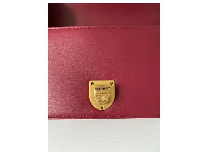 Borsa a tracolla Dior Diorama in pelle rossa con borchie Rosso - vista 13