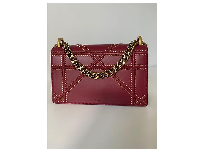 Borsa a tracolla Dior Diorama in pelle rossa con borchie Rosso - vista 3