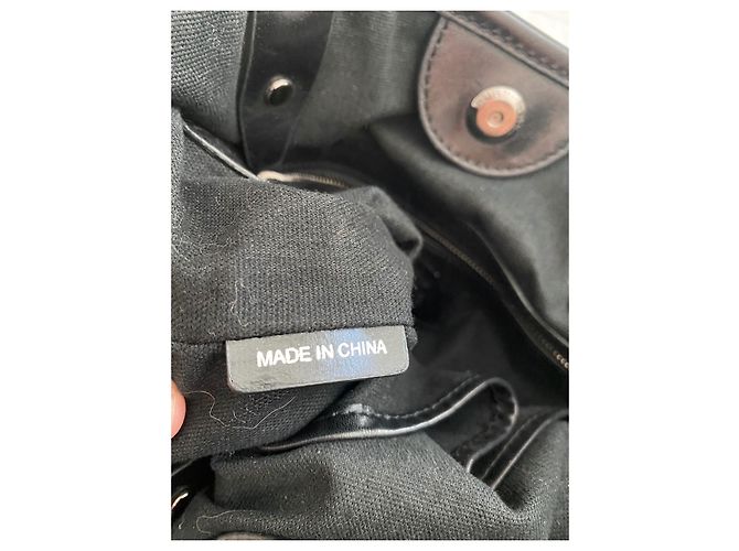 Borsa a mano Burberry nera in tela e pelle Nero - vista 6