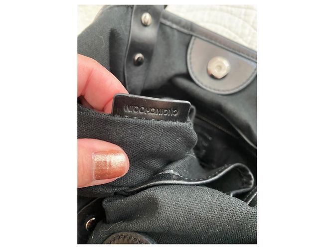 Borsa a mano Burberry nera in tela e pelle Nero - vista 7