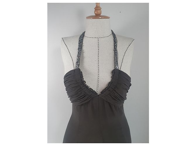 Vestido de seda Bcbg Max Azria Khaki Caqui - vista 2