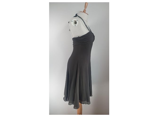 Vestido de seda Bcbg Max Azria Khaki Caqui - vista 3