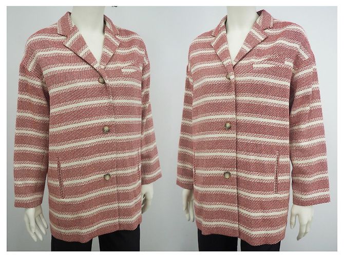 Paul & Joe gestreifte Blazerjacke in Rot und Weiß Größe M - Ansicht 4