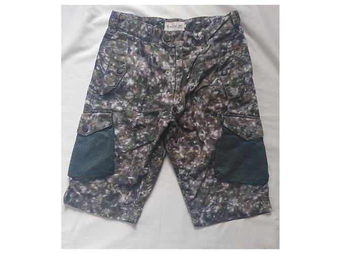 Short Cargo Moncler Imprimé Camouflage Vert Coton - vue 2