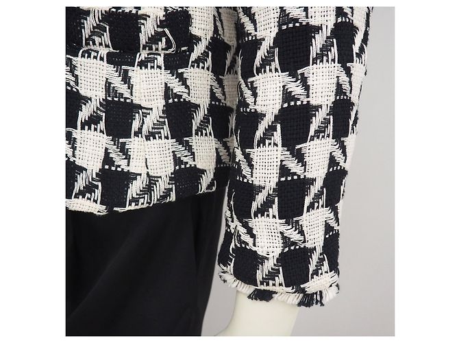 New York industrie Blazer Houndstooth de algodão em preto e branco S - vista 11