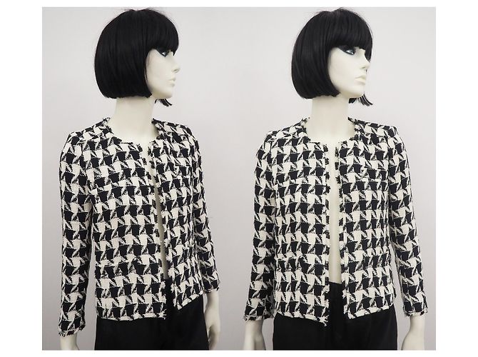 New York industrie Blazer Houndstooth de algodão em preto e branco S - vista 2