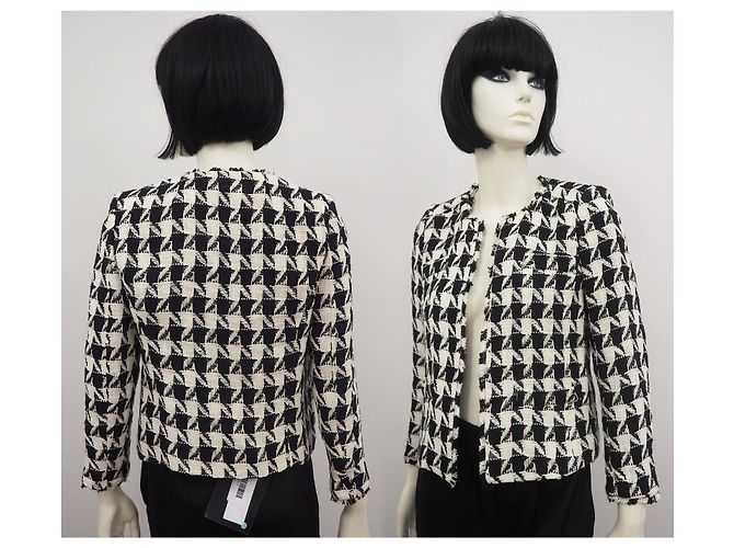New York industrie Blazer Houndstooth de algodão em preto e branco S - vista 3