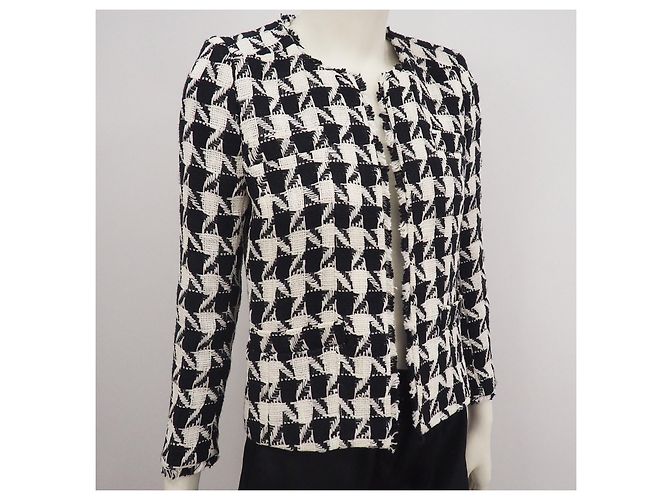 New York industrie Blazer Houndstooth de algodão em preto e branco S - vista 5
