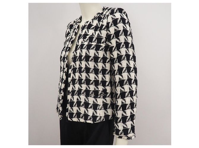 New York industrie Blazer Houndstooth de algodão em preto e branco S - vista 7