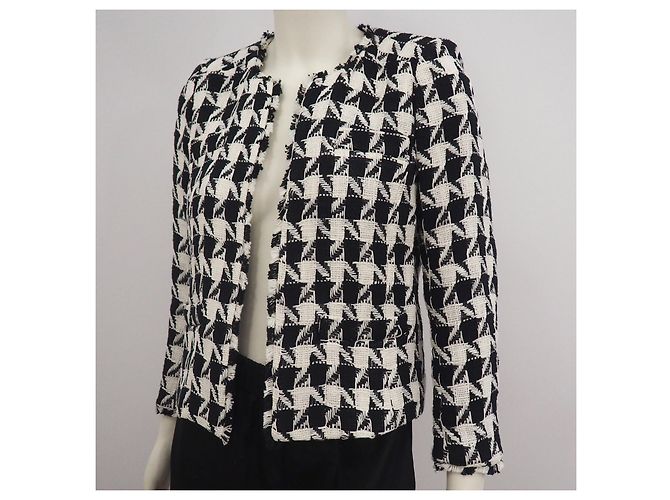 New York industrie Blazer Houndstooth de algodão em preto e branco S - vista 8