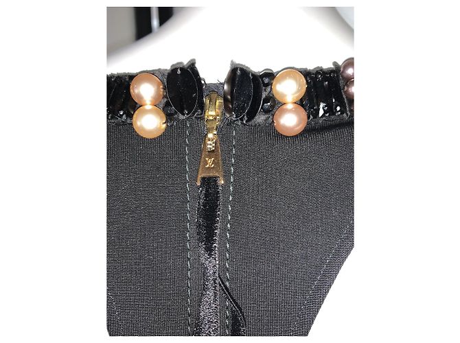 Abito Louis Vuitton nero in seta e viscosa con perle e paillettes - vista 9