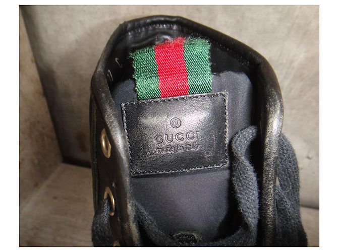 Sneakers Gucci nere in nylon e pelle 37 IT Nero - vista 3