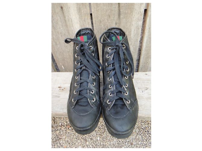Sneakers Gucci nere in nylon e pelle 37 IT Nero - vista 4