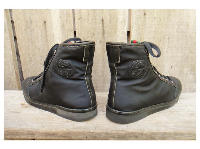 Sneakers Gucci nere in nylon e pelle 37 IT Nero - vista 5