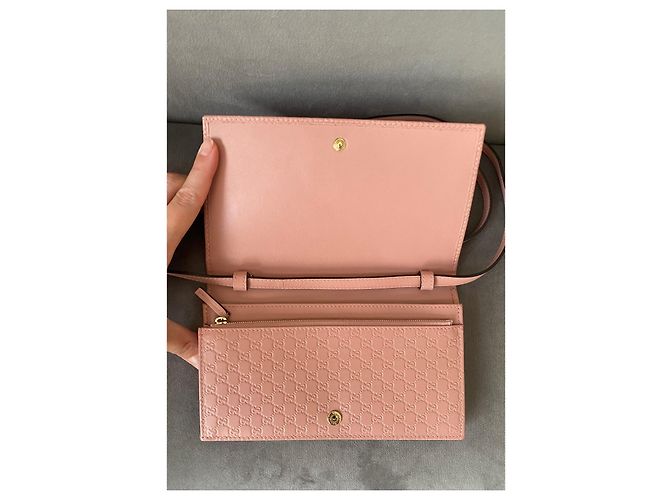 Borsa a tracolla Gucci Micro Guccissima in pelle rosa - vista 12