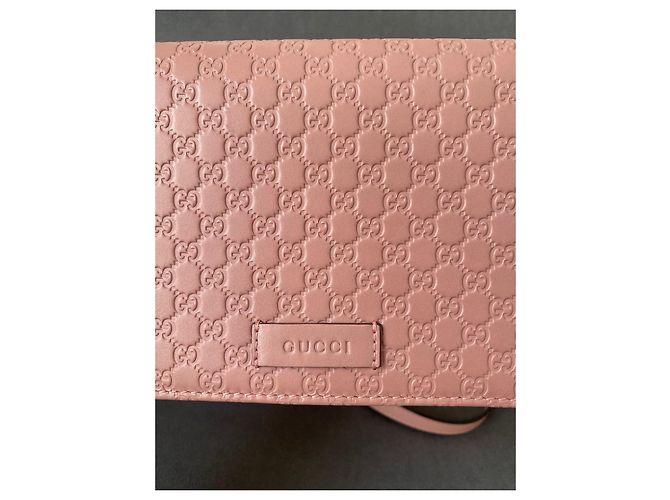 Borsa a tracolla Gucci Micro Guccissima in pelle rosa - vista 9
