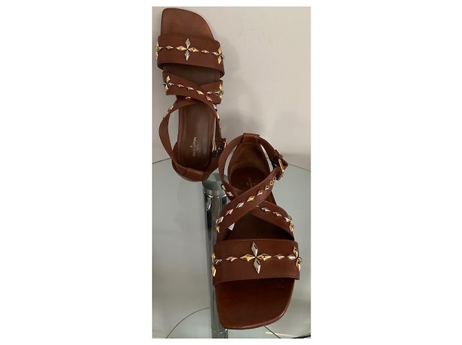 Sandali Louis Vuitton in pelle marrone - vista 2