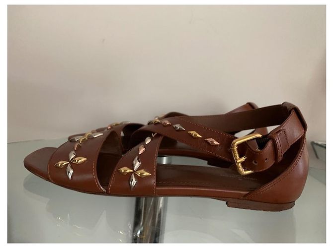 Sandali Louis Vuitton in pelle marrone - vista 4