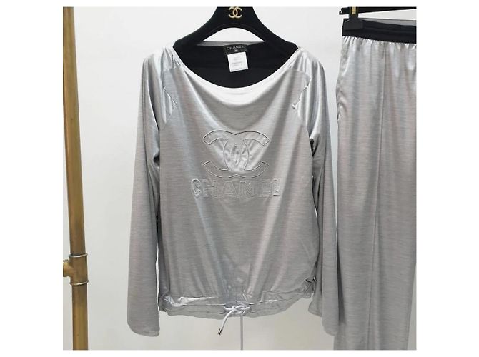 Terno Chanel Prata Logo Pant - vista 2