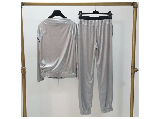 Terno Chanel Prata Logo Pant - vista 6