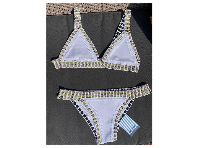 Autre Marque Badeanzug in Weiß und Gold aus Polyester Golden - Ansicht 3