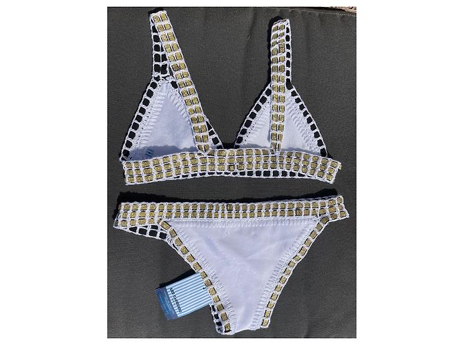 Autre Marque Badeanzug in Weiß und Gold aus Polyester Golden - Ansicht 5