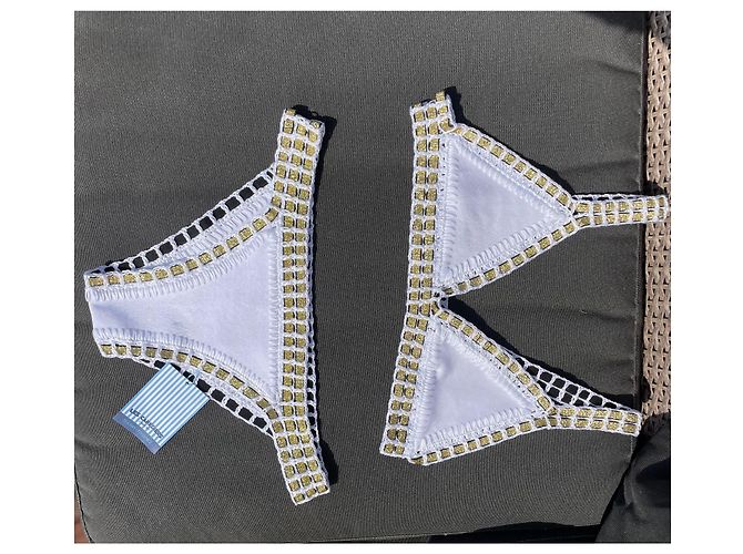 Autre Marque Badeanzug in Weiß und Gold aus Polyester Golden - Ansicht 6